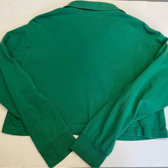 Zara cropped oversized boxy button up green long sleeve top women's size Medium - Picture 4 of 5